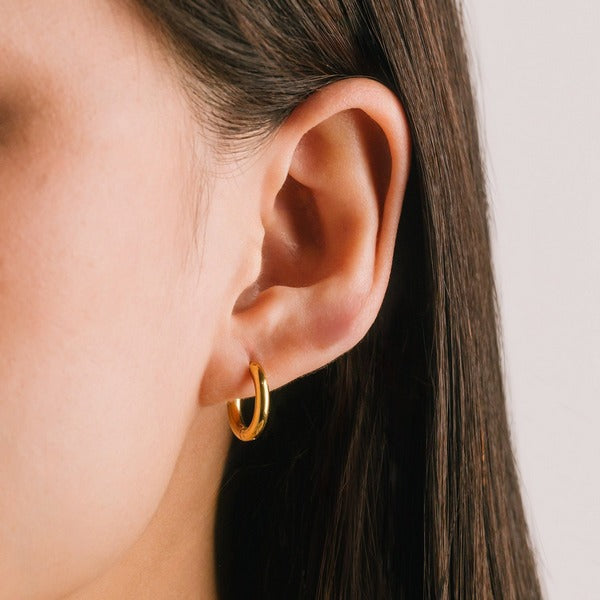 Waterproof Gold Tube 15mm Hoop Earrings | Lover's Tempo | boogie +