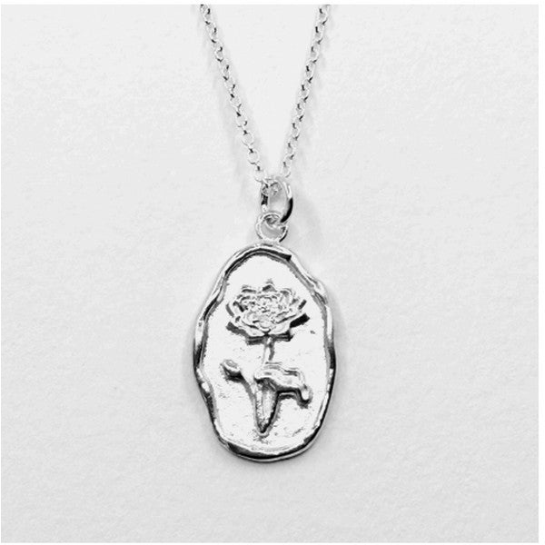 Silver July Birth Month Flower Necklace | Water Lily | boogie + birdie