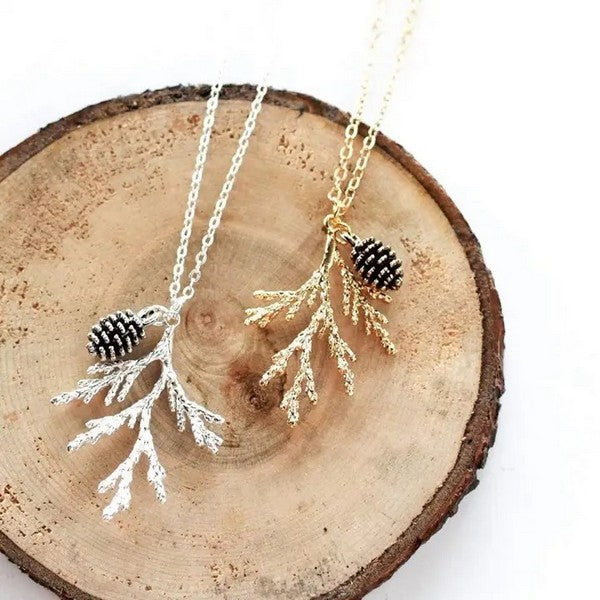Juniper & Pine Cone Gold Necklace | Birch Jewellery | boogie + birdie