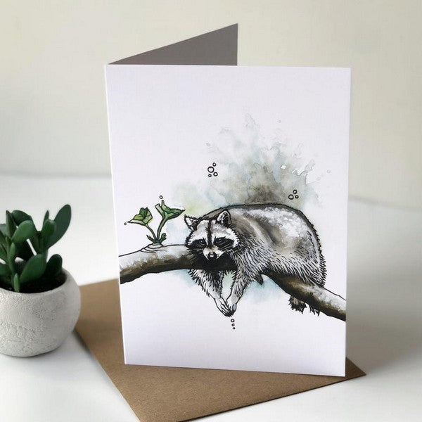 Lazy Raccoon Card | Kelly Dixon Art | boogie + birdie