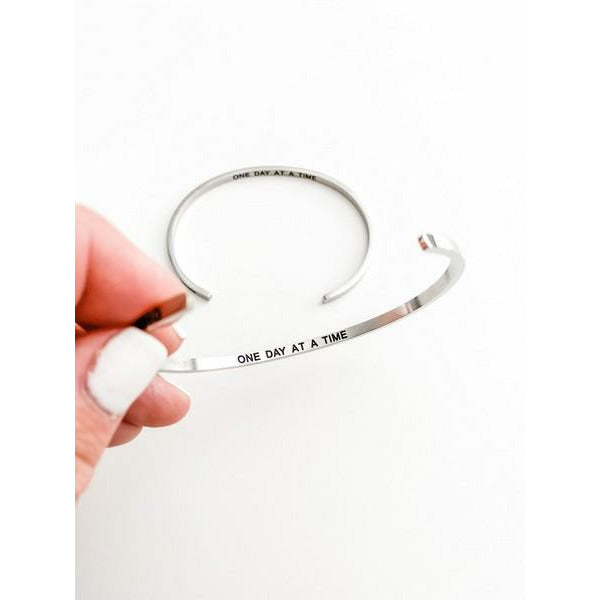 Silver One Day At A Time Bangle | Jewellery | boogie + birdie
