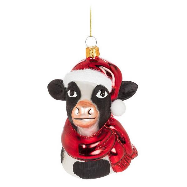 Cow with Hat Glass Ornament | Holidays | boogie + birdie