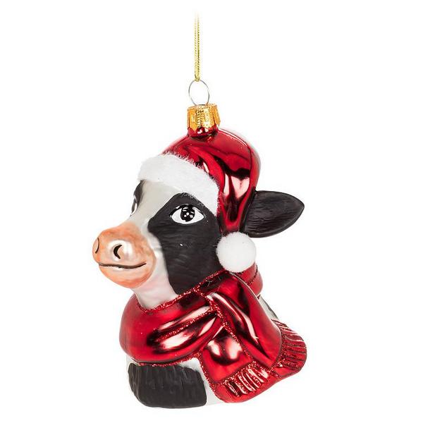 Cow with Hat Glass Ornament | Holidays | boogie + birdie