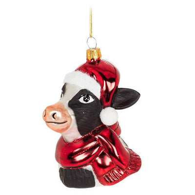 Cow with Hat Glass Ornament | Holidays | boogie + birdie
