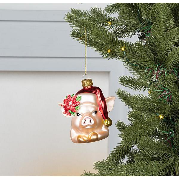 Glass Pig With Hat Ornament | Holidays | boogie + birdie