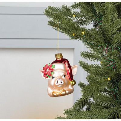Glass Pig With Hat Ornament | Holidays | boogie + birdie