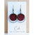 Wine Red Brass Circle Cork Earrings