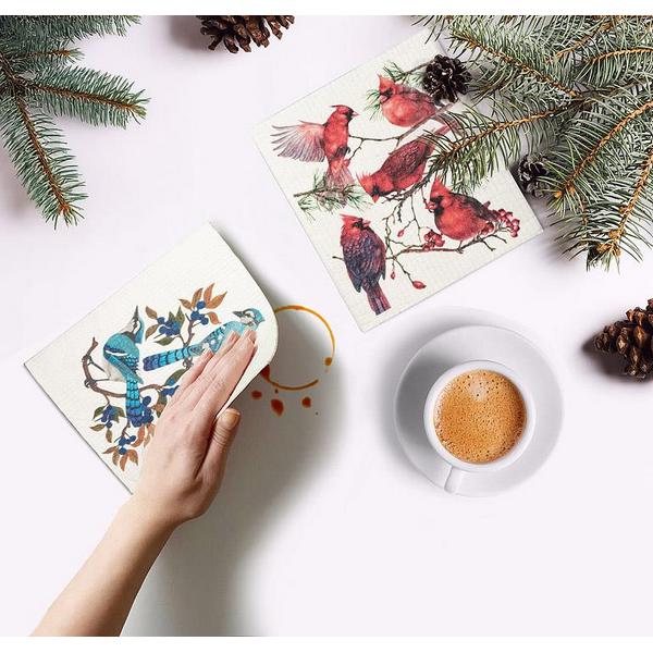 Blue Jays & Berries Swedish Dishcloth | Kitchen | boogie + birdie