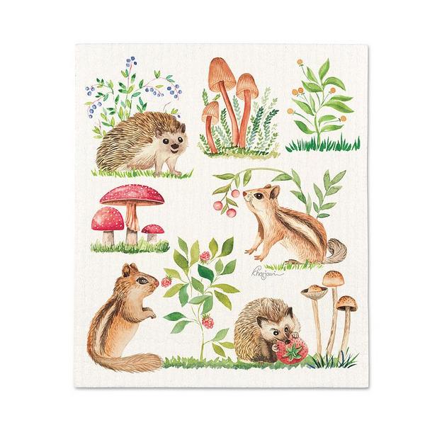 Critters & Mushrooms Swedish Dishcloth | Kitchen Textiles | boogie + birdie