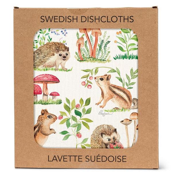 Critters & Mushrooms Swedish Dishcloth | Kitchen Textiles | boogie + birdie