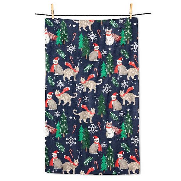 Holiday Cats Tea Towel | Kitchen Textiles | boogie + birdie