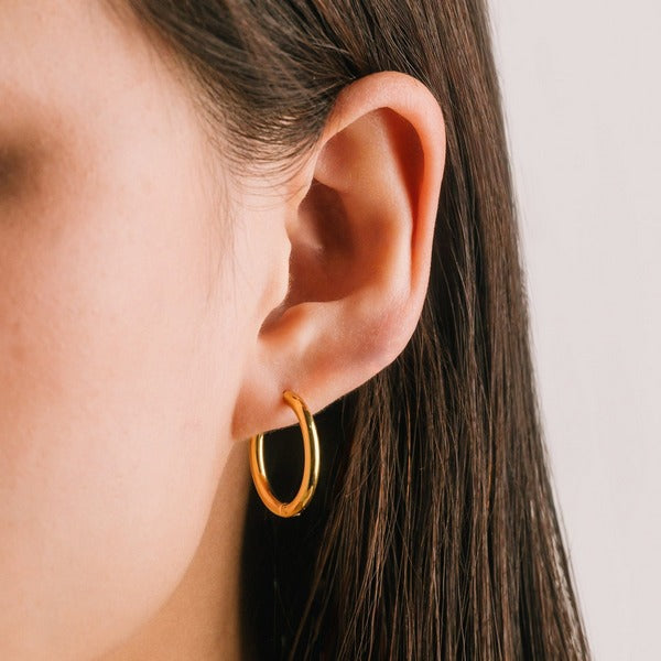 Waterproof Gold Tube 20mm Hoop Earrings | Lover’s Tempo | boogie + birdie