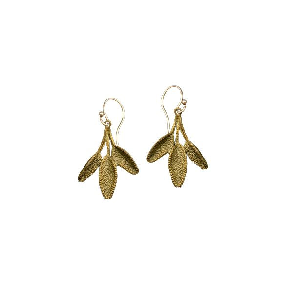 Bronze Petite Herb Sage Drop Earrings