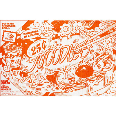25¢ Noodles Milk Chocolate with Ramen Postcard Bar | Postie | boogie + birdie