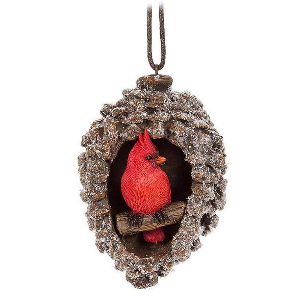 Cardinal in Pinecone Resin Ornament | Holiday | boogie + birdie