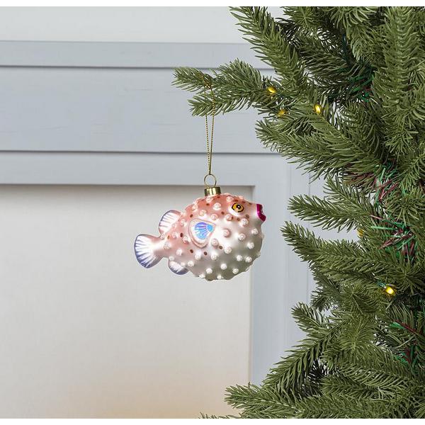 Pink Pufferfish Glass Ornament | Holidays | boogie + birdie