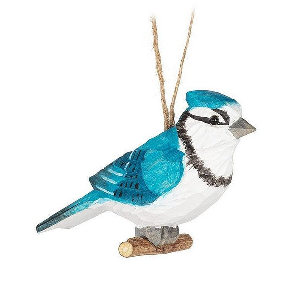 Blue Jay on Branch Wooden Ornament | Holiday Ornaments | boogie + birdie