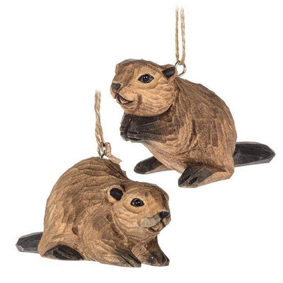 Standing Beaver Carved Wood Ornament | Holiday Ornaments | boogie + birdie