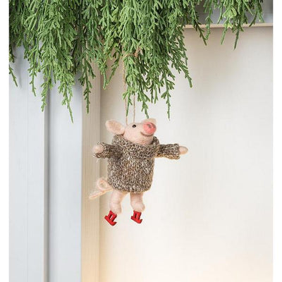 Skating Pig Felt Ornament | Holiday Decor | boogie + birdie