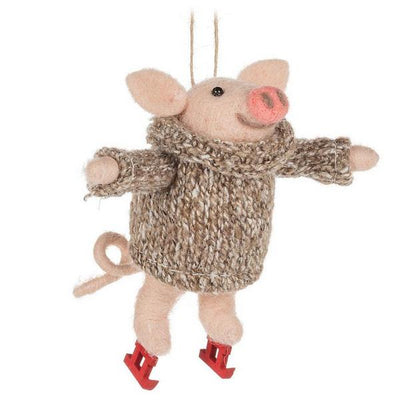 Skating Pig Felt Ornament | Holiday Decor | boogie + birdie