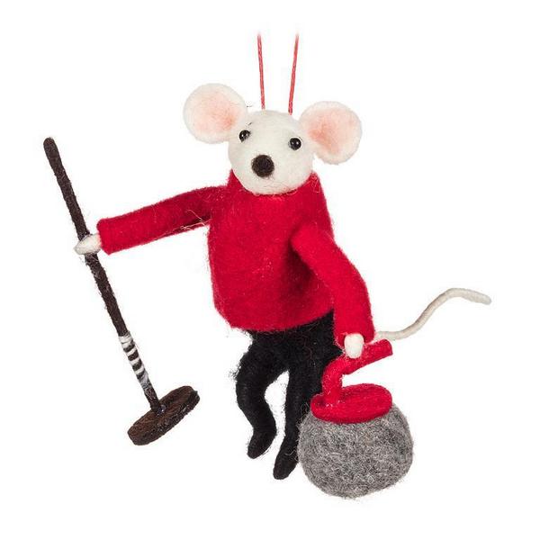 Curling Mouse Felt Ornament | Holiday | boogie + birdie