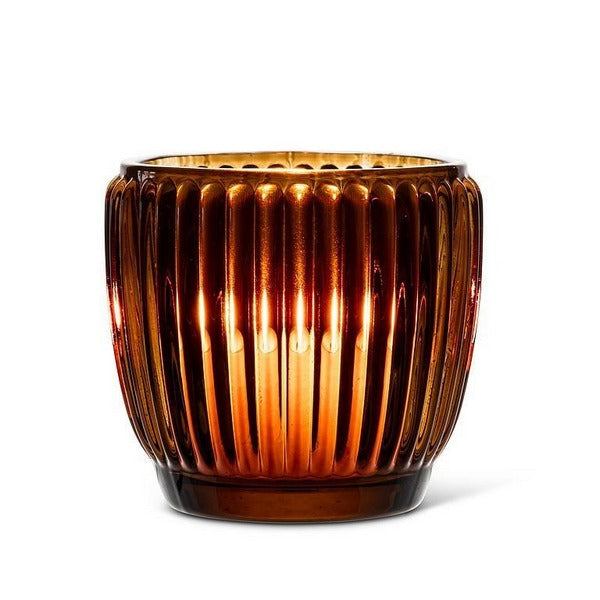Brown Ribbed Votive Holder | Holiday Decor | boogie + birdie
