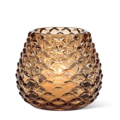 Medium Amber Pinecone Glass Tealight Holder | Decor | boogie + birdie