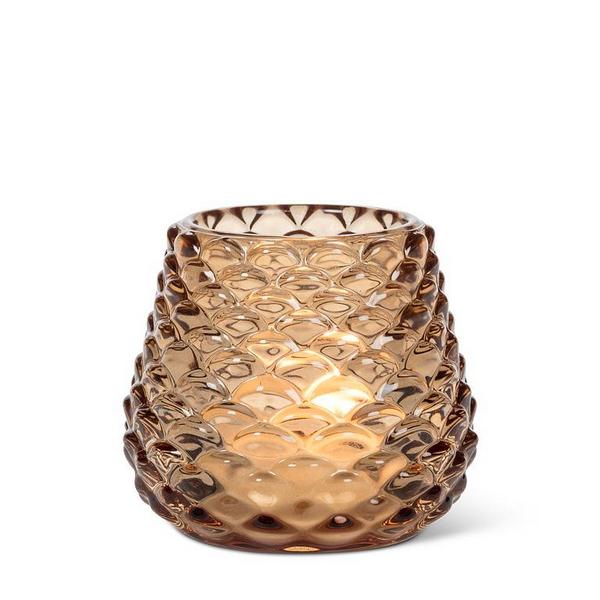 Small Amber Pinecone Glass Tealight Holder | Decor | boogie + birdie