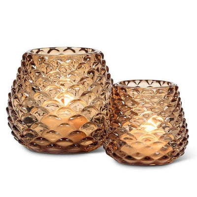 Medium Amber Pinecone Glass Tealight Holder | Decor | boogie + birdie