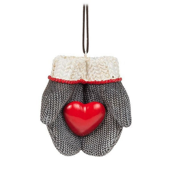 Mittens with Heart Resin Ornament
