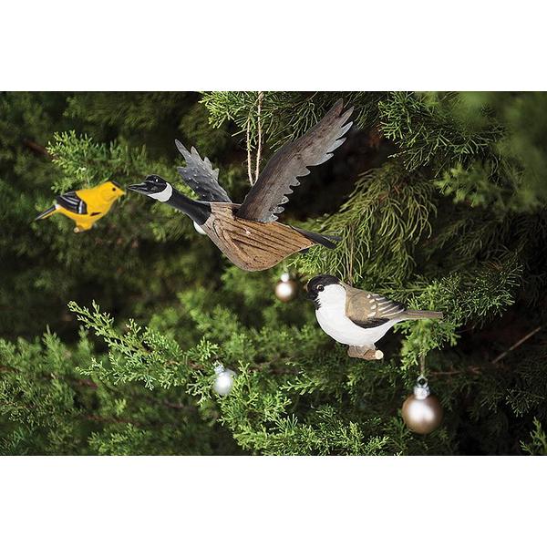 Flying Canada Goose Carved Wood Ornament | Holiday Ornaments | boogie + birdie