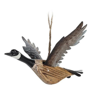 Flying Canada Goose Carved Wood Ornament | Holiday Ornaments | boogie + birdie