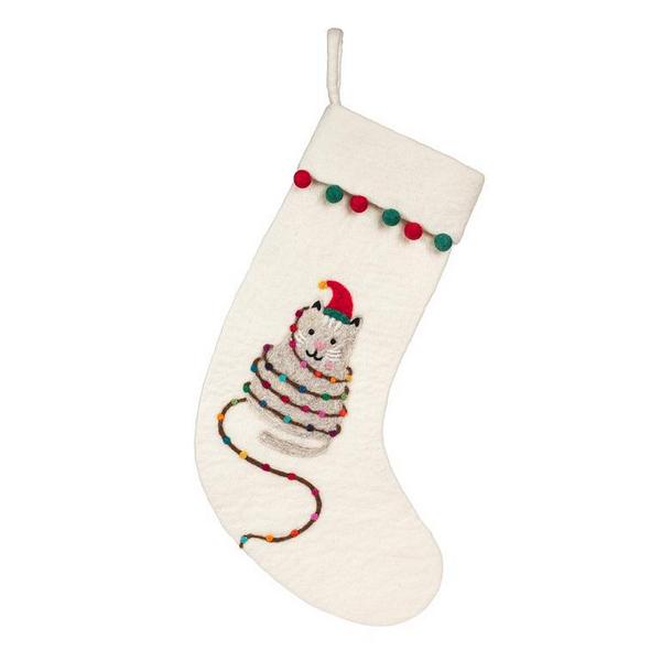 Christmas Cat Felt Stocking | Holiday Decor | boogie + birdie
