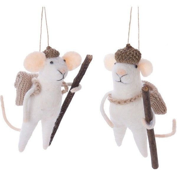 Mice on a Hike Felt Ornament with Backpack | Holiday | boogie + birdie

