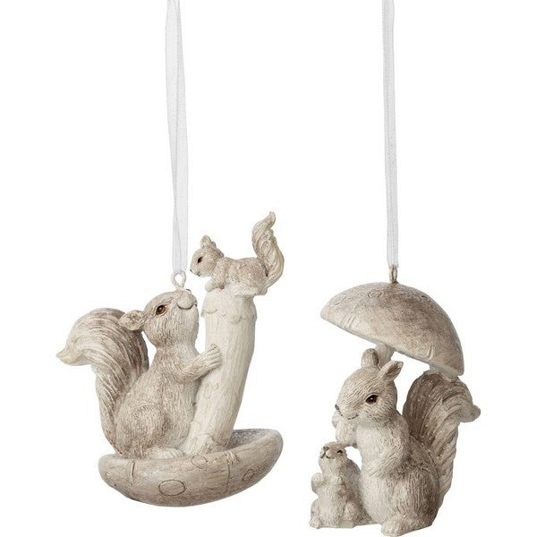 Squirrels with Mushrooms Resin Ornament - Pose 1 | Holiday | boogie + birdie