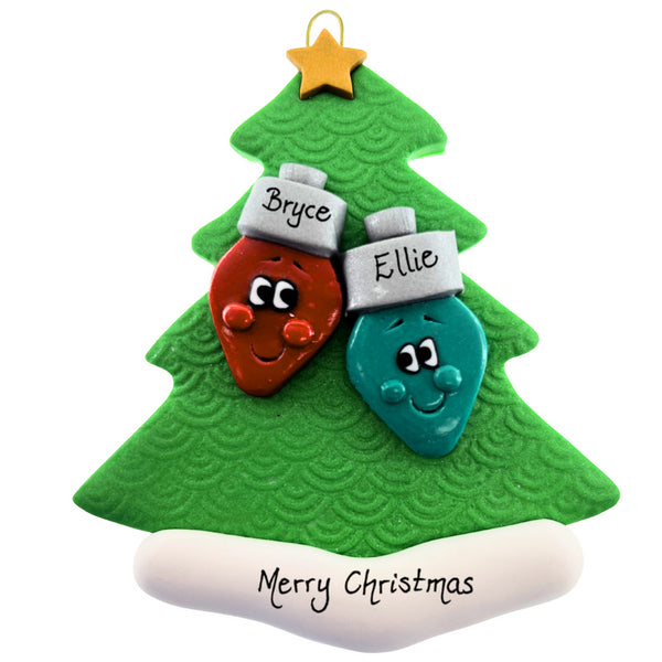 Personalized Family of 2 Light Bulbs Ornament | Ornamentopia | boogie + birdie