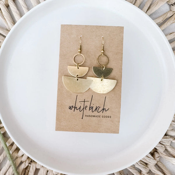 Brass Stacked Statement Drop Earrings | whitebirch handmade | boogie + birdie