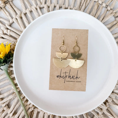 Brass Stacked Statement Drop Earrings | whitebirch handmade | boogie + birdie