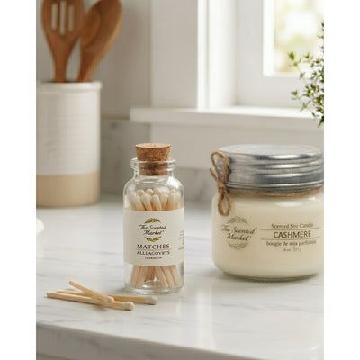 Small Candle Matches with Striker | 35 Wooden Matchsticks | The Scented Market | boogie + birdie