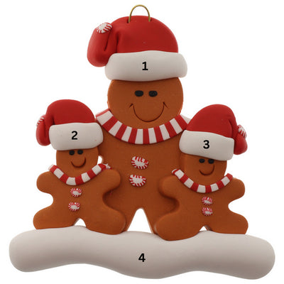 Personalized Family of 3 Single Adult Gingerbread Ornament | Ornamentopia | boogie + birdie