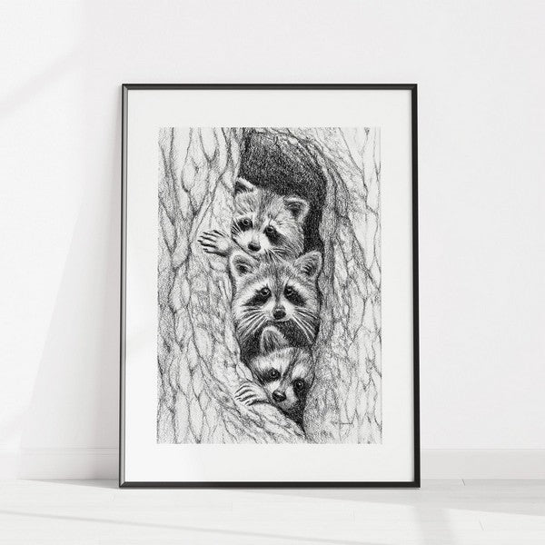 Three Raccoons In A Tree 8x10 Print | Le Nid Atelier | boogie + birdie