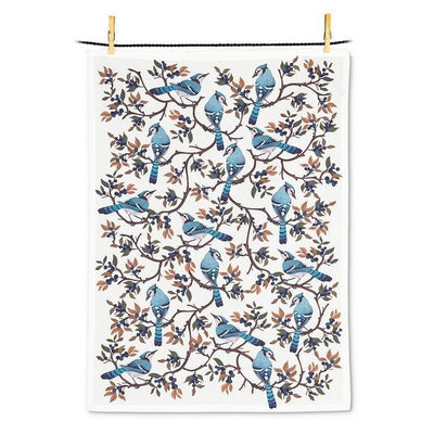 Blue Jays with Winter Berries Tea Towel | Holiday Decor | boogie + birdie