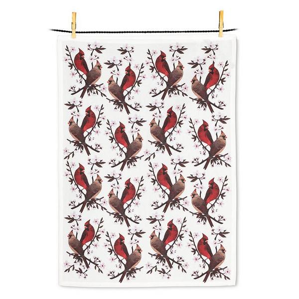 Cardinal & Cherry Blossom Tea Towel | Kitchen Textiles | boogie + birdie