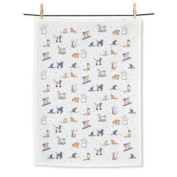 Winter Sports Cats Tea Towel | Holiday Decor | boogie + birdie