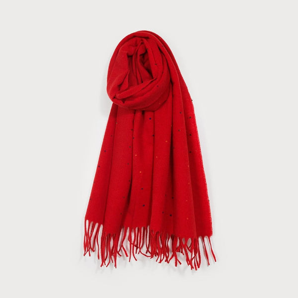 Red With Colourful Dots Scarf | Scarves | boogie + birdie