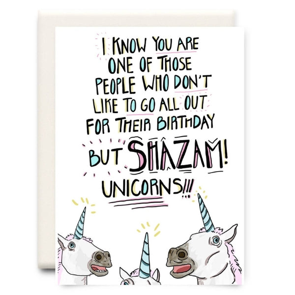 Shazam! Unicorns! Birthday Card | Inkwell Cards | boogie + birdie