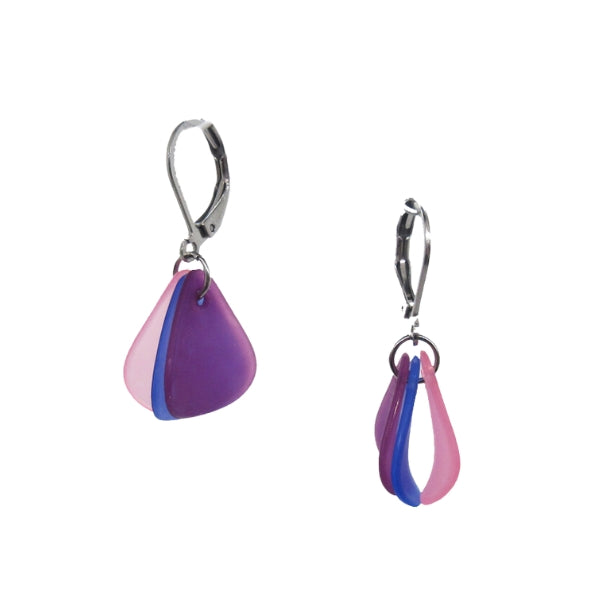 Purple, Blue & Pink Aqua Drop Earrings | Osmose Jewellery | boogie + birdie