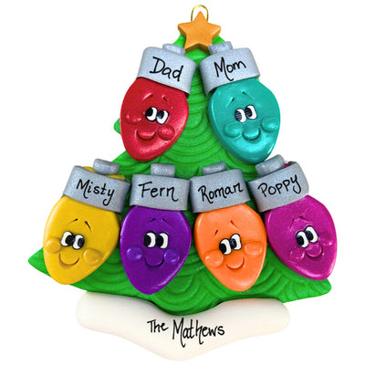 Personalized Family of 6 Light Bulbs Ornament | Ornamentopia | boogie + birdie