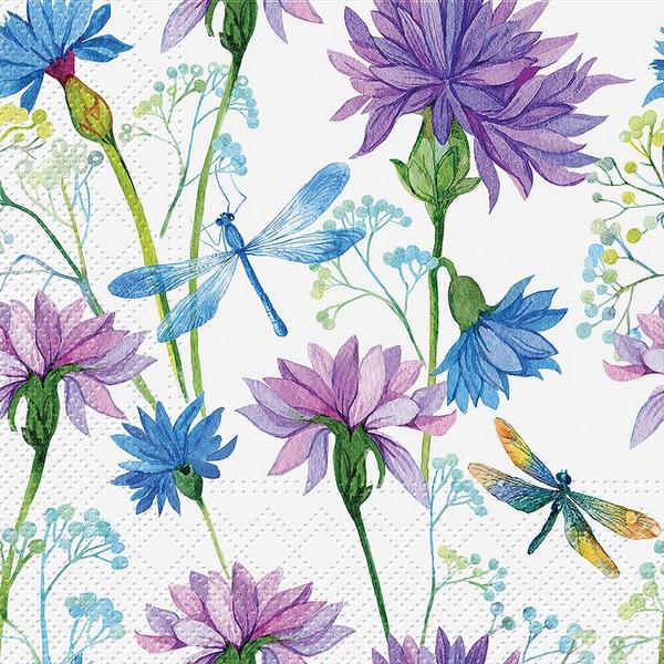 Flower & Dragonfly Lunch Napkins  | Entertaining | boogie + birdie