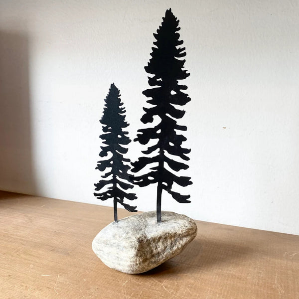 Two Pine Trees on a Rock Table Decor | Home Decor | boogie + birdie